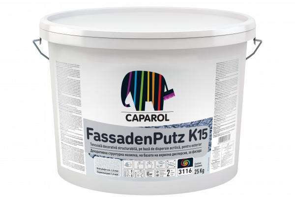 Fassadenputz K15 – Tencuială decorativă – structură bob lângă bob, granulă de 1,5 mm, 3D-System PLUS Arctis 120