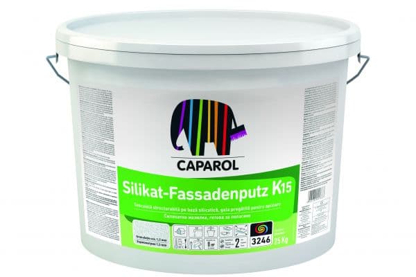 Silikat-Fassadenputz K15 – Tencuială decorativă – structură bob lângă bob, granulă de 1,5 mm, 3D-System PLUS SIENA 30